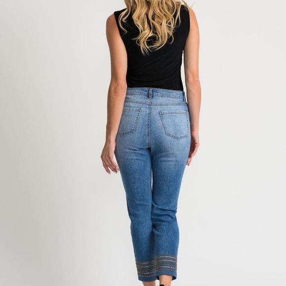Joseph Ribkoff Jeans Pantalon 202341 – Embellished Hem Slim Fit, Women’s 8 #33 - Picture 2 of 8